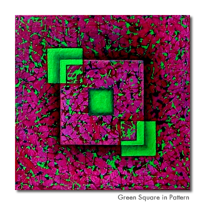 Green Square in Pattern - Original painting for sale