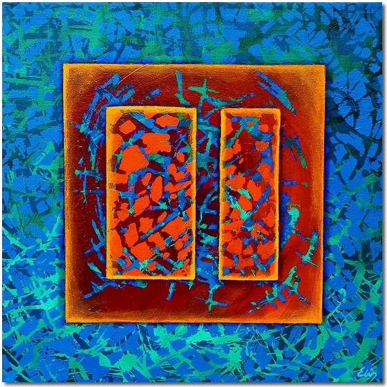 Photo of Forms in Blue Pattern - abstract painting for sale