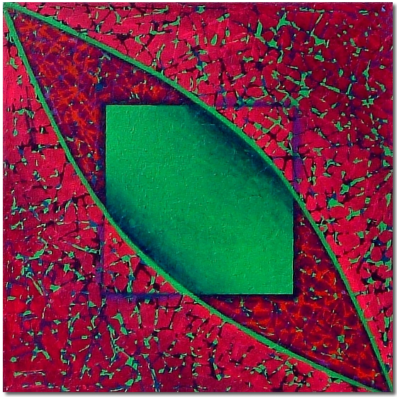 Photo of Green Square and Pattern - abstract painting for sale
